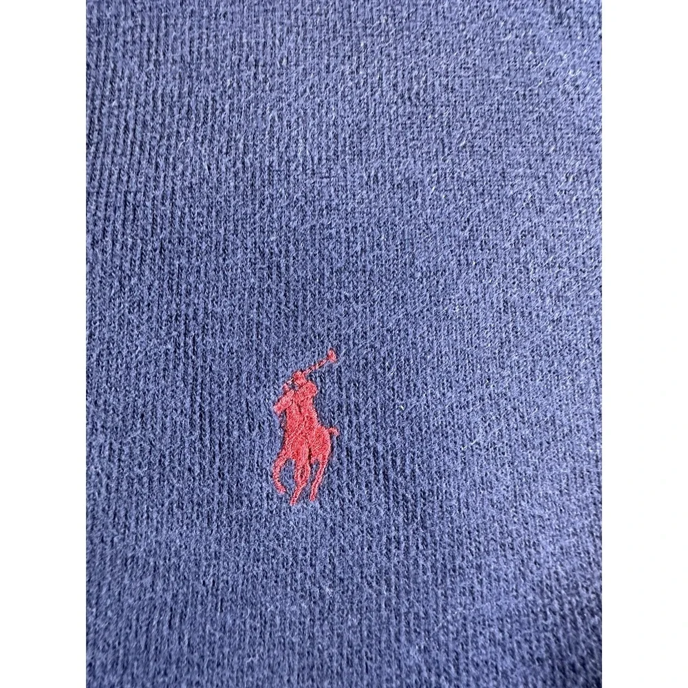 Vintage Polo‎ Ralph Lauren Quarter Zip Sweater Blue Cropped MENS XL VTG